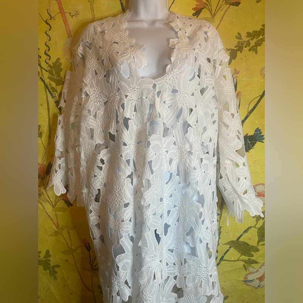 Anthropologie Floral Eyelet Kaftan - Picture 8 of 9